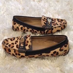 Leopard Print Flats with Gold Buckle